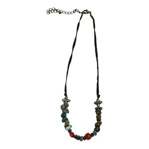 Turquoise and Suede‎ Leather Necklace